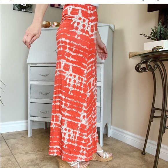 Loveappella Bohemian Orange Tie Dye Maxi Skirt Size S - Picture 1 of 8
